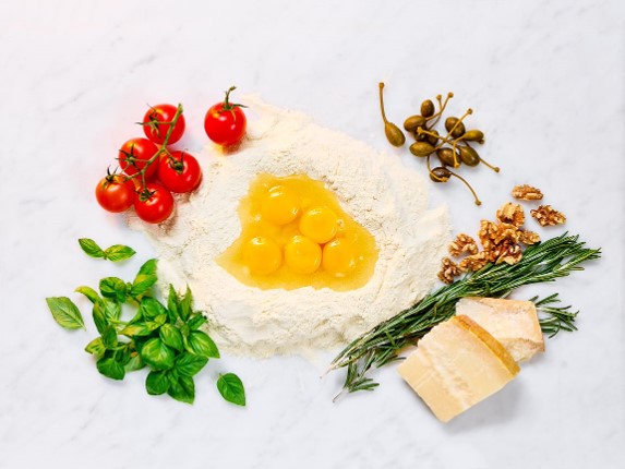 Pasta och olika ingredienser