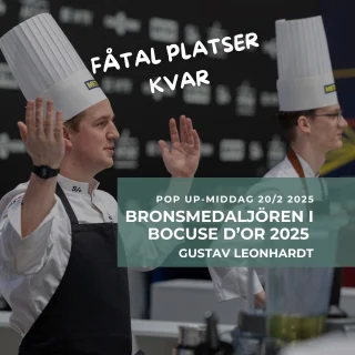 FÅTAL PLATSER KVAR!
Missa inte Gustav Leonhardts första officiella middag efter Bocuse d’Or-bronset

Den 20 februari 2025 välkomnar Restaurangakademien dig till en exklusiv popup-middag med Sveriges Bocuse d’Or-kandidat Gustav Leonhardt.

Specialkomponerad 4-rätters meny
Noga utvalt dryckespaket
Inspirerande samtal med Gustav

Passa på att boka nu, snart kan det vara för sent. 
Länk i bio